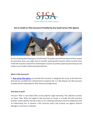You’re Guide to Title Insurance Provided by Any South Jersey Title Agency