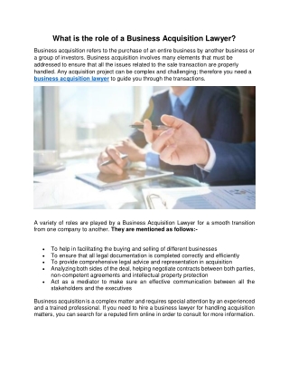 What is the role of a Business Acquisition Lawyer