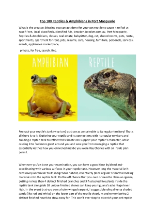 Top 100 Reptiles and amphibians in port macquarie