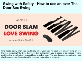 Swing with Safety - How to use an over The Door Sex Swing