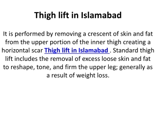 Thigh lift in Islamabad