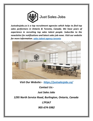 Sales Talent Agency Toronto | Justsalesjobs.ca