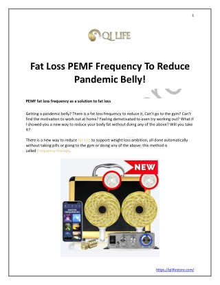 Fat Loss PEMF Frequency To Reduce Pandemic Belly