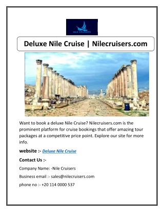 Deluxe Nile Cruise | Nilecruisers.com