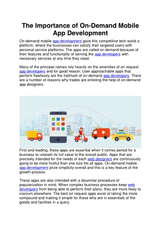 The Importance of On-Demand Mobile App Development