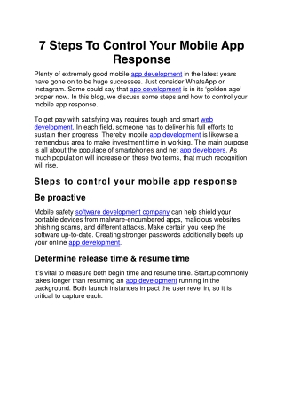 7 Steps To Control Your Mobile App Response