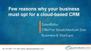 Few reasons why your business must opt for a cloud-based CRM solution