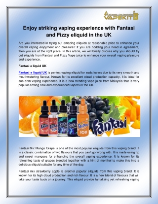Fantasi e liquid UK