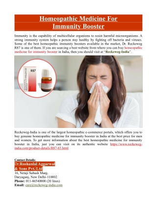Homeopathic Medicine For Immunity Booster