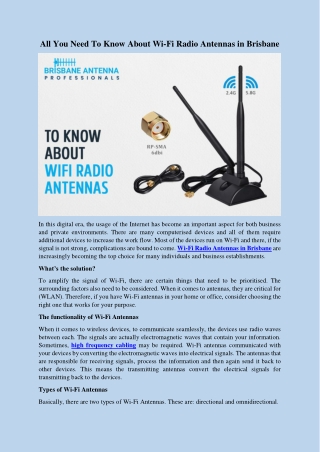 All You Need To Know About Wi-Fi Radio Antennas in Brisbane