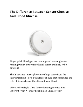 The Difference Between Sensor Glucose And Blood Glucose