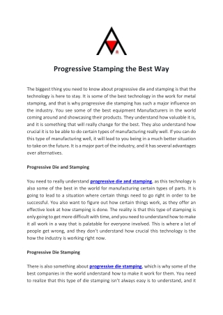 Progressive Stamping the Best Way