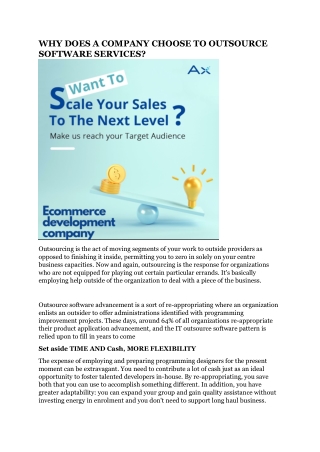 WHY DOES A COMPANY CHOOSE TO OUTSOURCE SOFTWARE SERVICES?