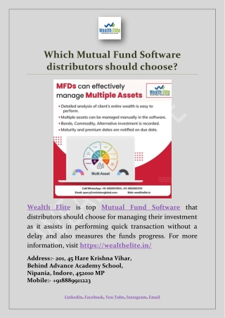 Which Mutual Fund Software distributors should choose