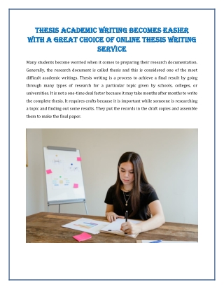 Thesis Academic Writing Becomes Easier with A Great Choice of Online Thesis Writing Service