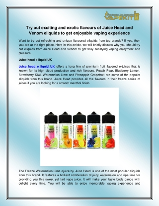 Venom vape e liquid UK