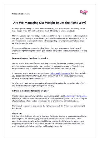 Are We Managing Our Weight Issues the Right Way?