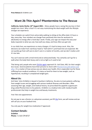 Want 2b Thin Again? Phentermine to The Rescue