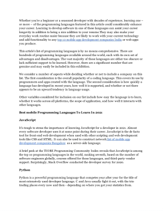 Best mobile Programming Languages To Learn In 2021 -