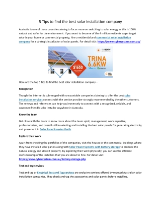 5 Tips to find the best solar installation company