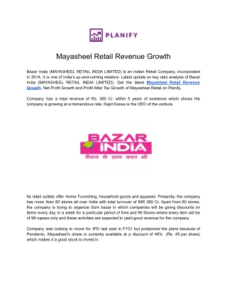 Mayasheel Retail Revenue Growth