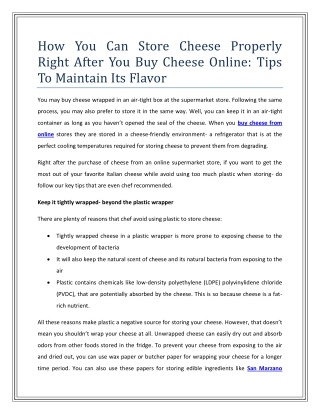 How You Can Store Cheese Properly Right After You Buy Cheese Online Tips To Maintain Its Flavor