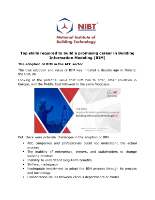 Top skills required to build a promising career in Building Information Modeling(BIM)