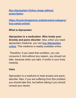 Buy Alprazolam Online cheap without prescription