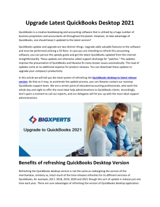 Upgrade Latest QuickBooks Desktop 2021