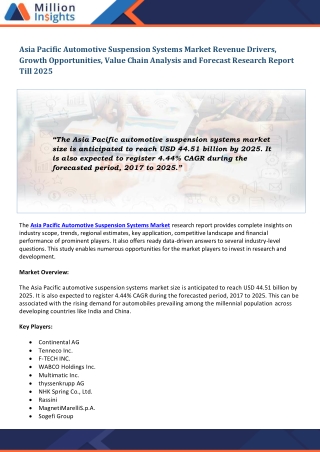 Asia Pacific Automotive Suspension Systems Market