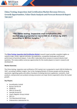 China Testing, Inspection And Certification Market