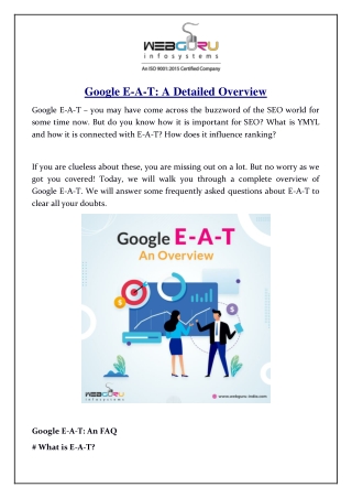 Google E-A-T A Detailed Overview