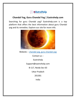 Chandal Yog, Guru Chandal Yog  Eastrohelp.com