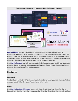 CRM Dashboard Design with Bootstrap 5 Admin Template Web App