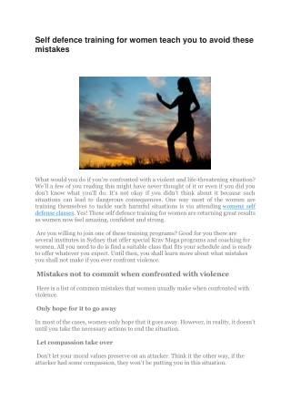 Self defence training for women teach you to avoid these mistakes