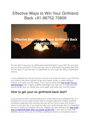 Effective Ways to Win Your Girlfriend Back  91-88752-70809