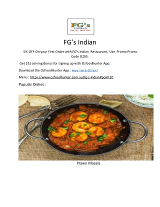 5% Off – FG’S Indian Restaurant in Ashmore Delivery, QLD