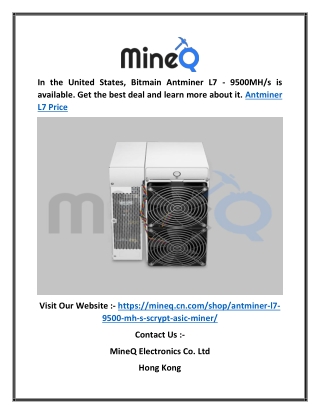 Scrypt ASIC Miner | Antminer L7 9500MH/s