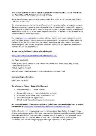 Brief Analysis on Home Insurance Market 2021
