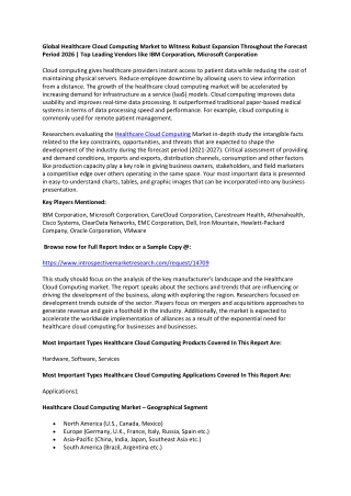 Global Healthcare Cloud Computing Market to Witness Robust Expansion Throughout the Forecast Period 2026