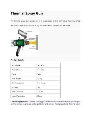 Thermal Spray Gun | Thermal Spray Gun Price