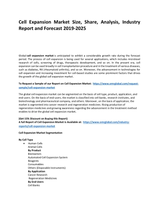 Cell Expansion Market Size | COVID-19 Impact Analysis | Forecast to 2025