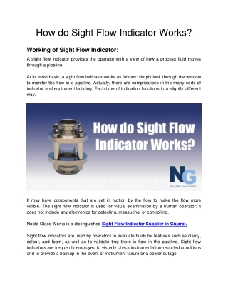 How do Sight Flow Indicator Works?