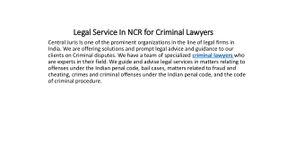 Legal Service In NCR for Criminal Lawyers