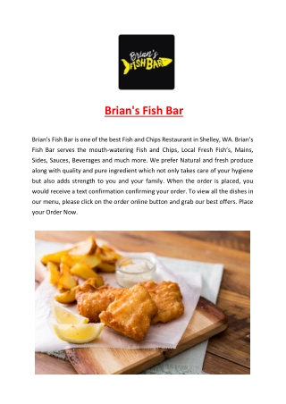 5% Off - Brian's Fish Bar Takeaway Restaurant Shelley, WA