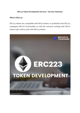 ERC223 Token Development Services - Security Tokenizer