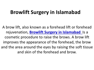 Browlift Surgery in Islamabad