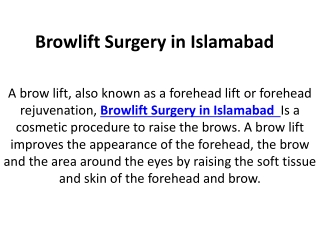 Browlift Surgery in Islamabad