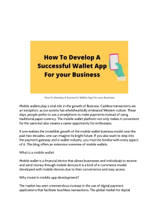 How To Develop A Successful Wallet App For your Business