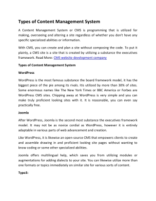 Types of Content Management System